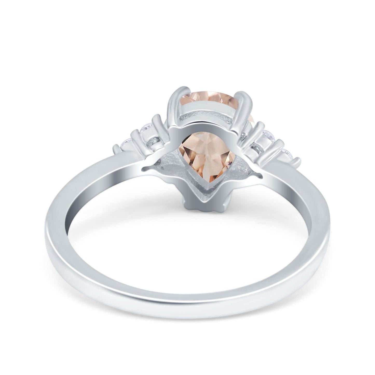 Bague de fiançailles en or blanc 14 carats, 1,33 ct, forme poire en forme de larme, 8 mm x 6 mm, G SI, diamant morganite naturel, taille 6,5