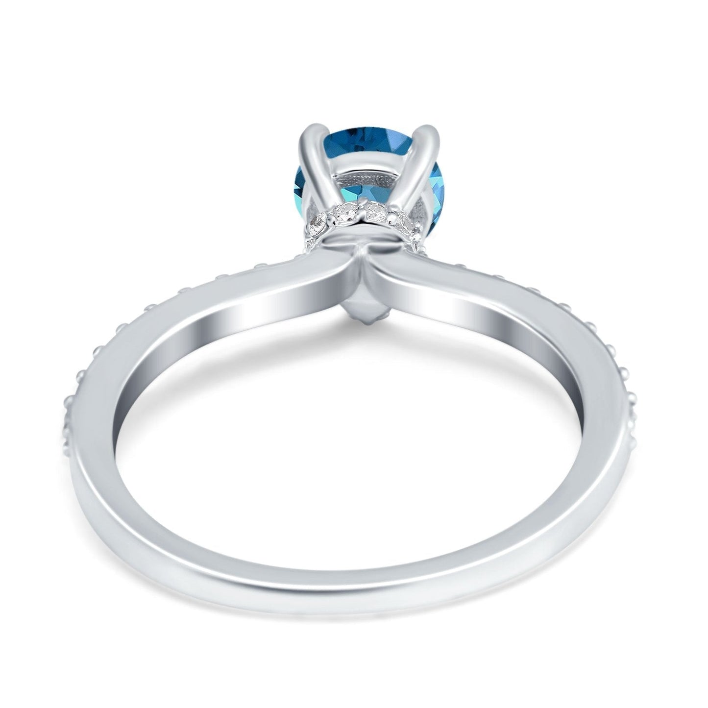 Bague de fiançailles en or blanc 14 carats avec accent en forme de poire en forme de larme de 1,54 ct, 8 mm x 6 mm, topaze bleue de Londres, taille 6,5