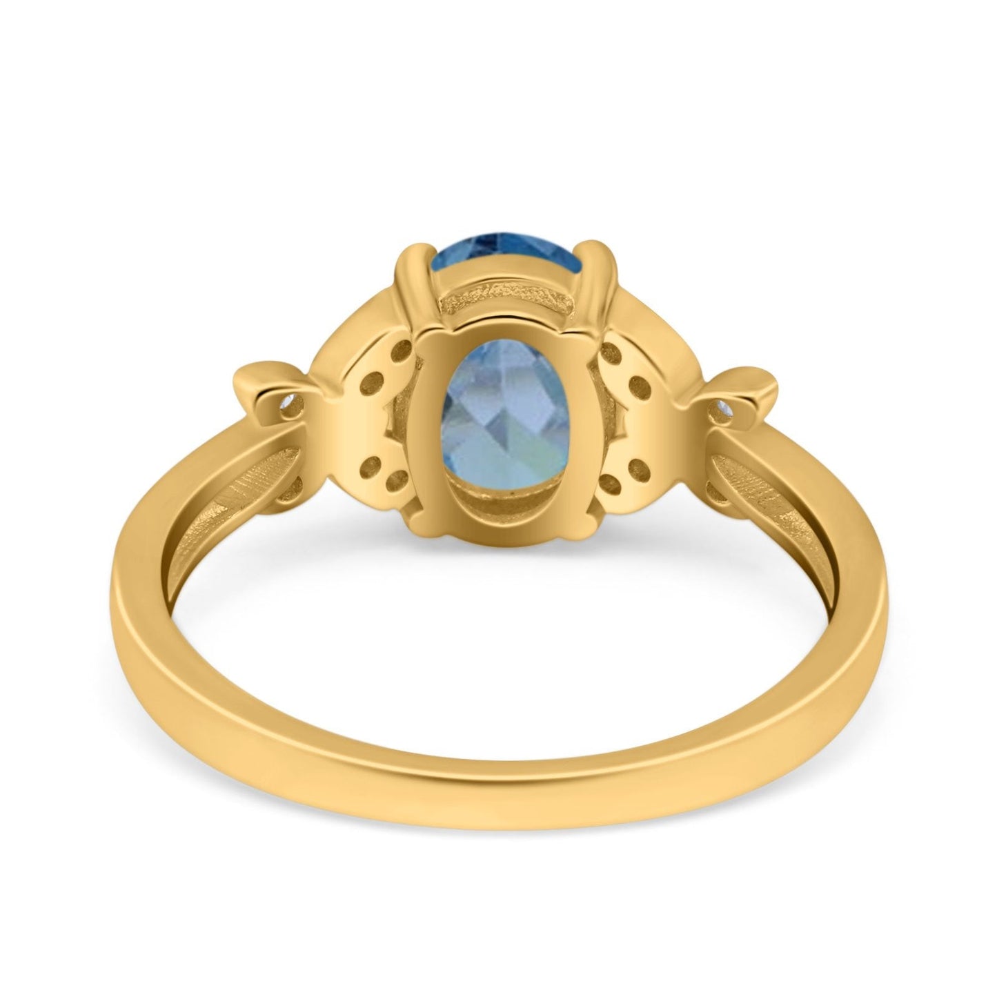 14K Yellow Gold 1.27ct Oval 8mmx6mm Butterfly Accent G SI London Blue Topaz Diamond Engagement Wedding Ring Size 6.5