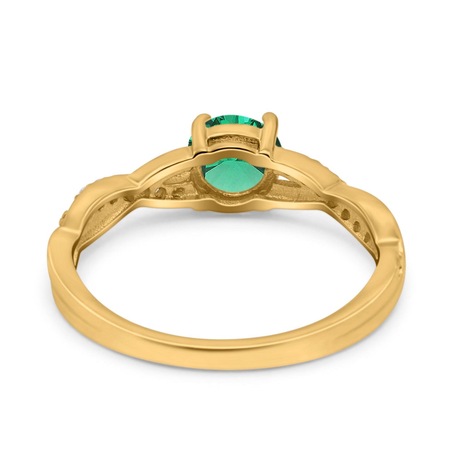 14K Yellow Gold 0.98ct Round Art Deco 6mm G SI Nano Emerald Diamond Engagement Wedding Ring Size 6.5