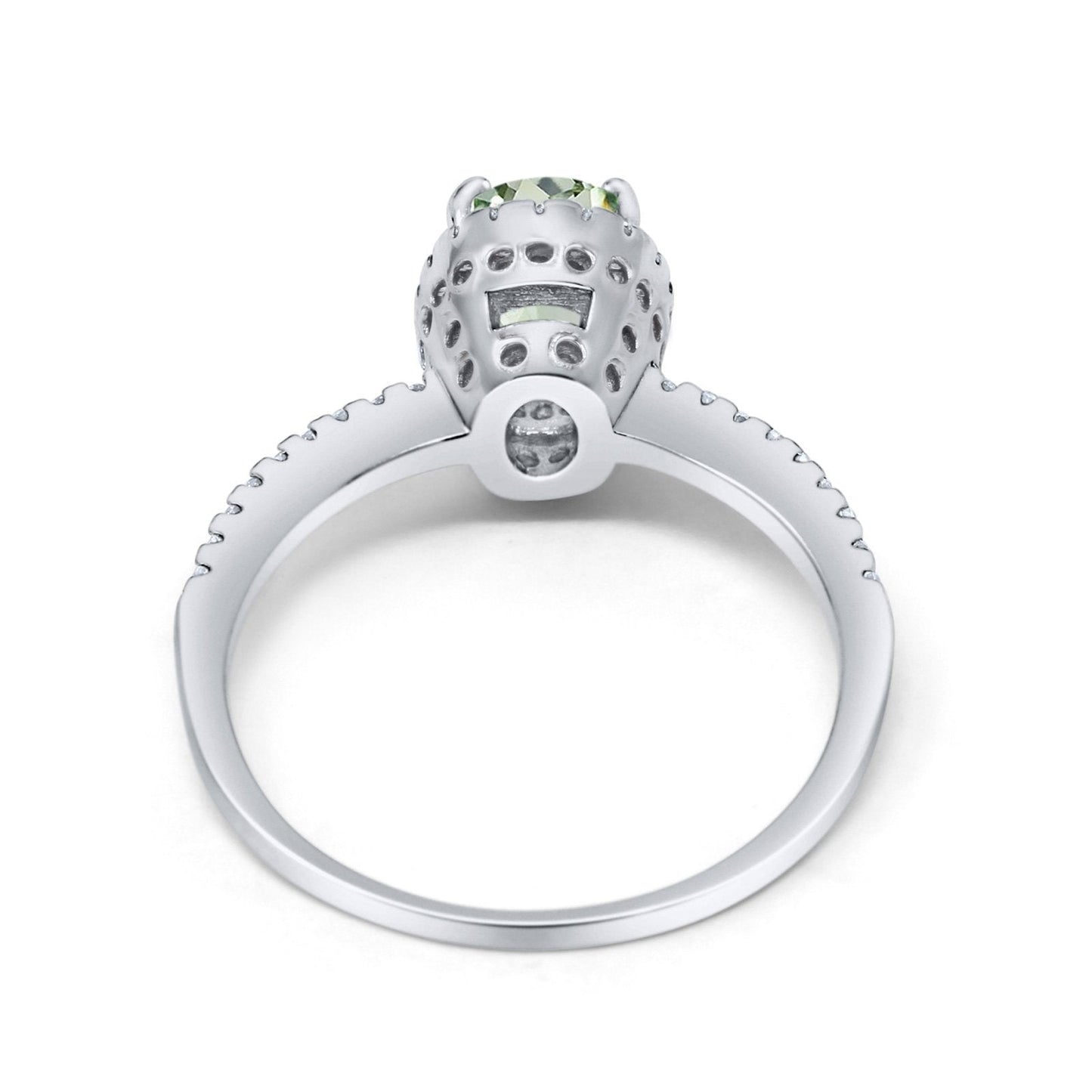 14K White Gold 1.41ct Oval 8mmx6mm Fashion Accent G SI Natural Green Amethyst Diamond Engagement Wedding Ring Size 6.5