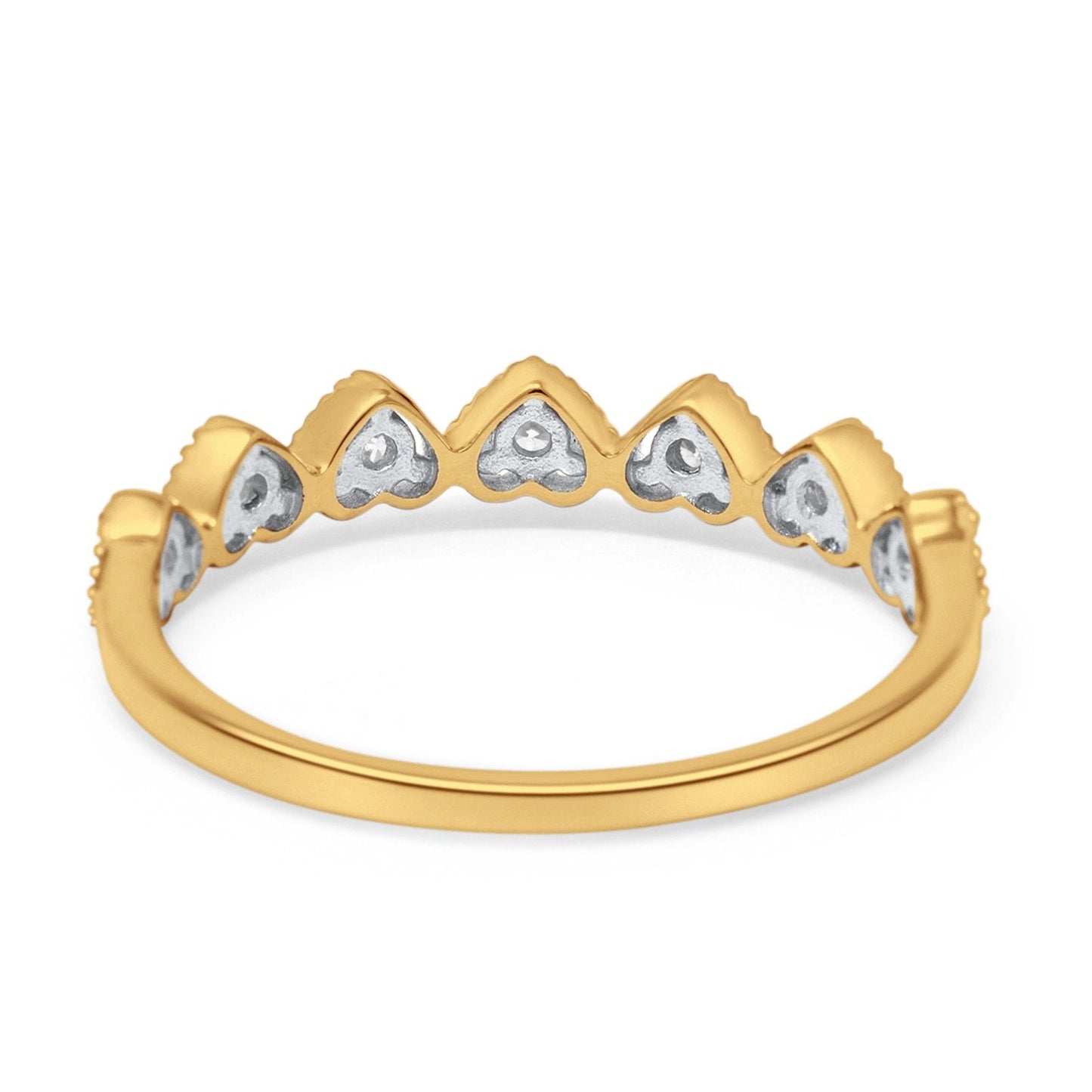 14K Yellow Gold 0.20ct Heart 6.3mm G SI Diamond Engagement Half Eternity Wedding Ring Size 6.5