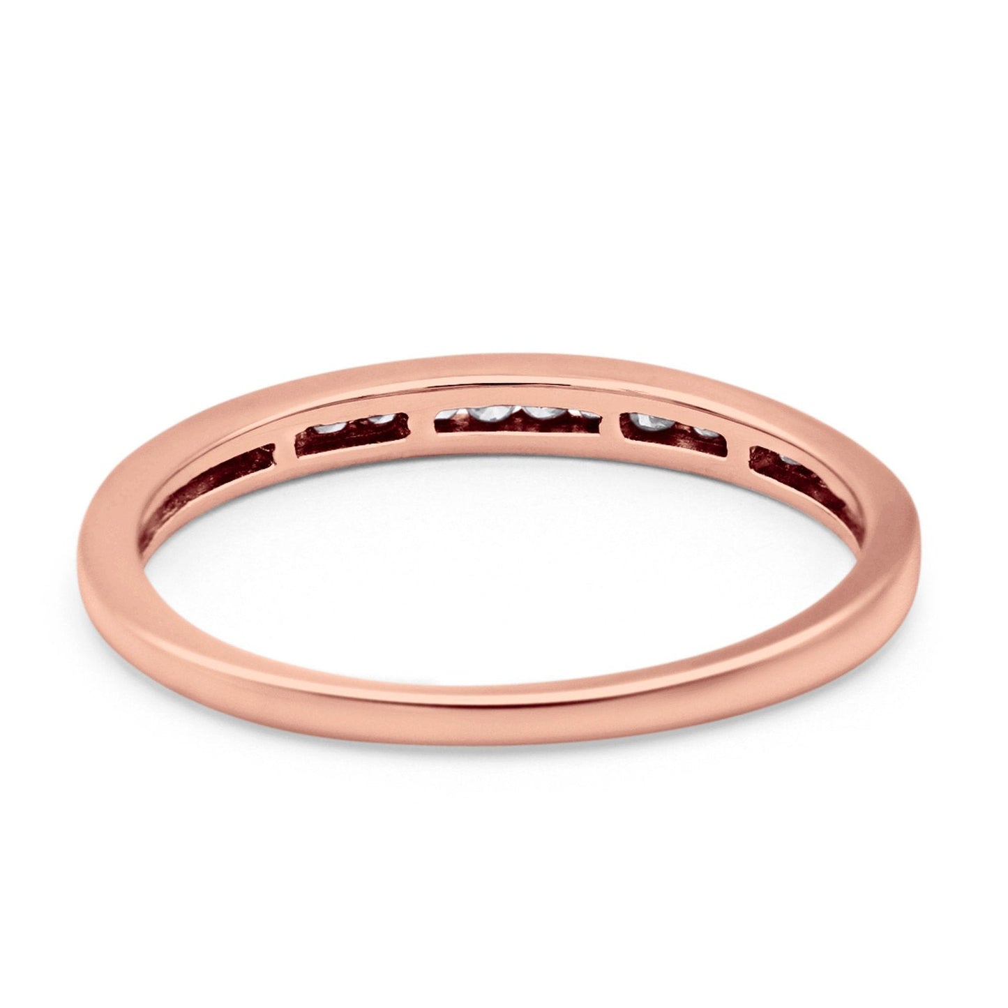 14K Rose Gold 0.13ct Round 3mm G SI Half Eternity Diamond Engagement Wedding Ring Size 6.5