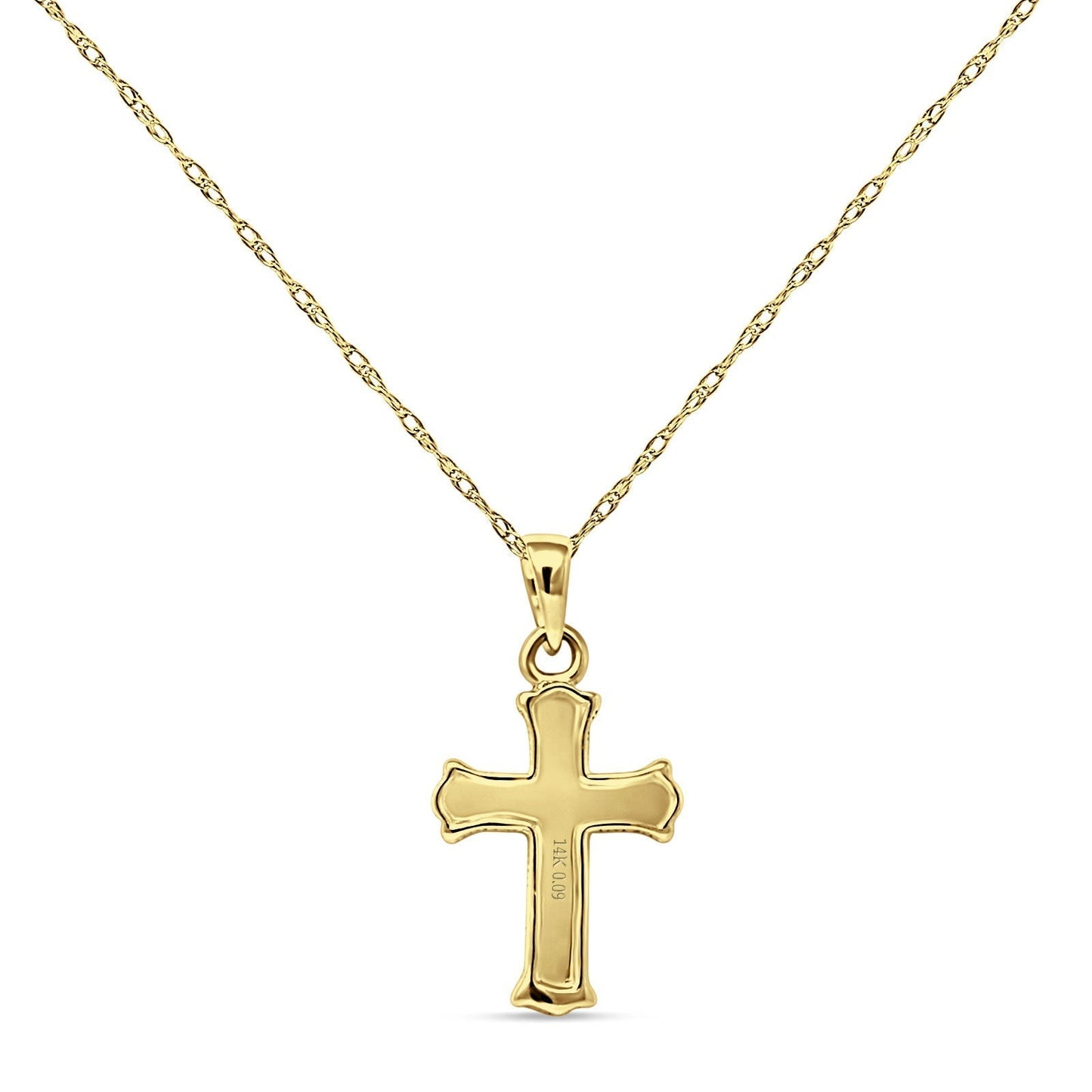 14K Yellow Gold 0.09ct diamond cross pendant necklace 18 Inch Long Wholesale