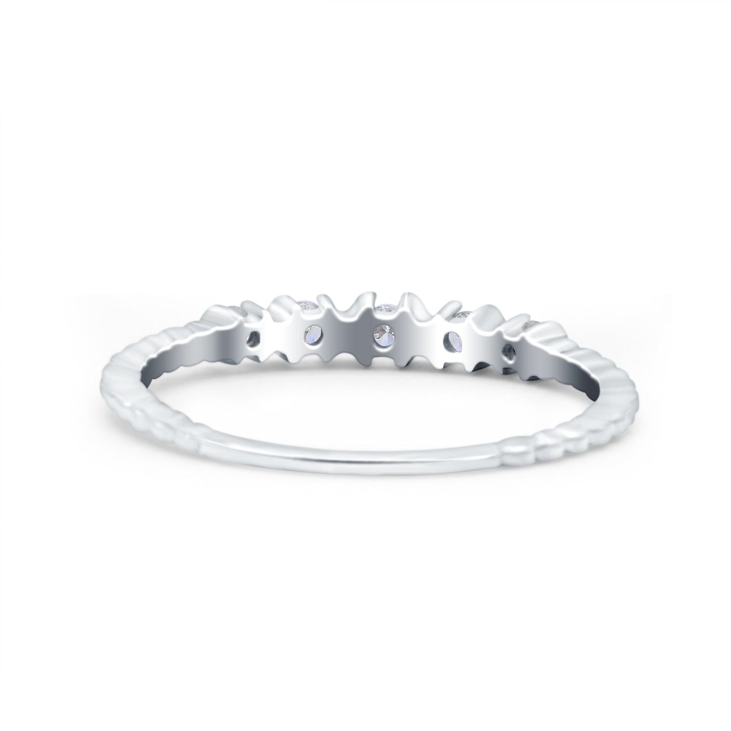 14K White Gold 0.13ct Round 2.5mm Stackable Band G SI Half Eternity Diamond Engagement Wedding Ring Size 6.5