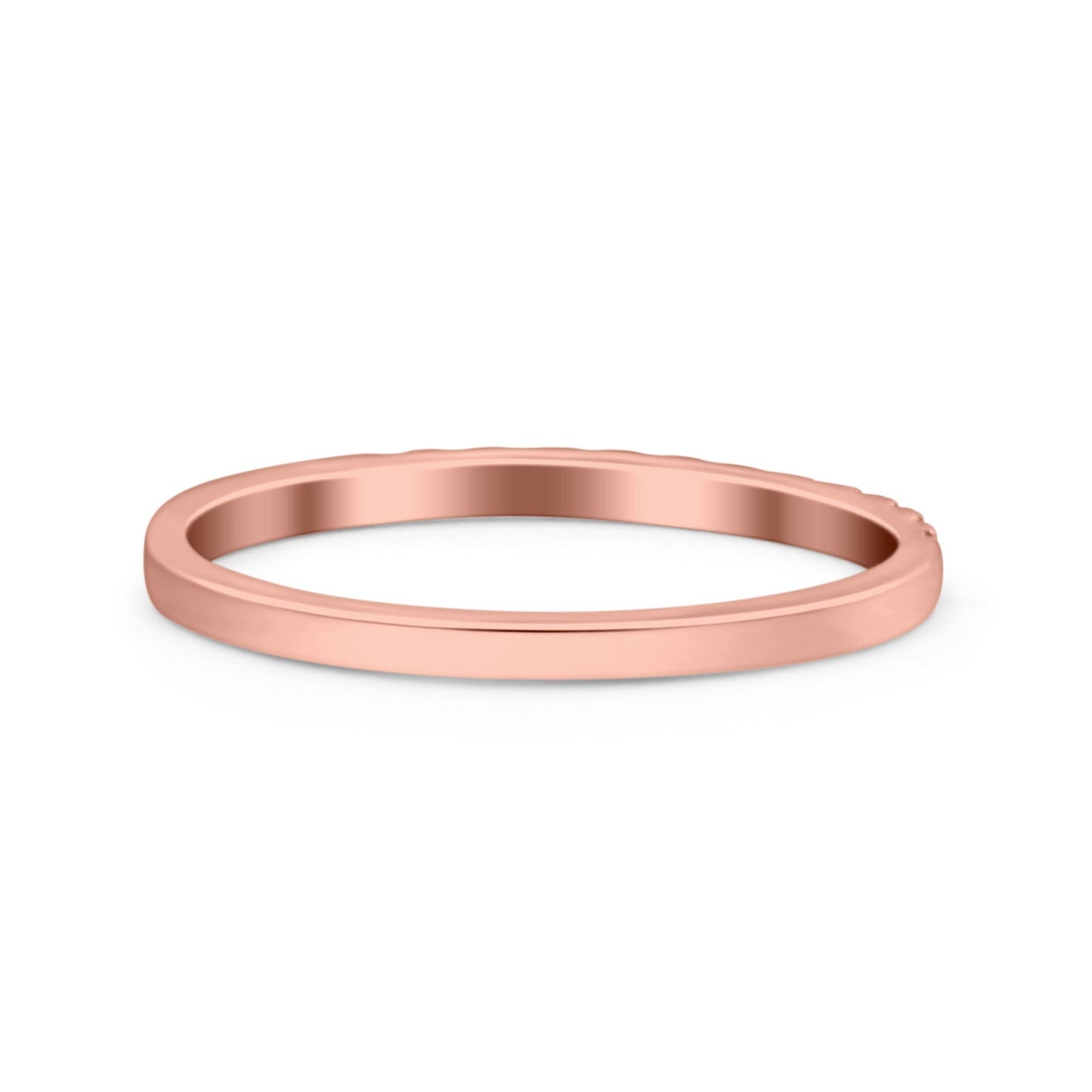 14K Rose Gold 0.18ct Round 2mm G SI Stackable Eternity Diamond Engagement Wedding Band Ring Size 6.5