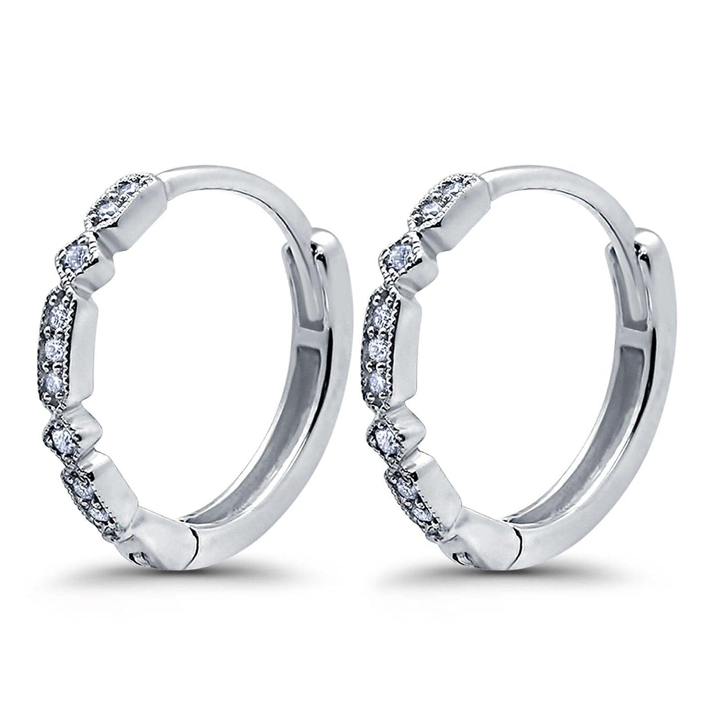 14K White Gold .09 Carat Diamond Earrings