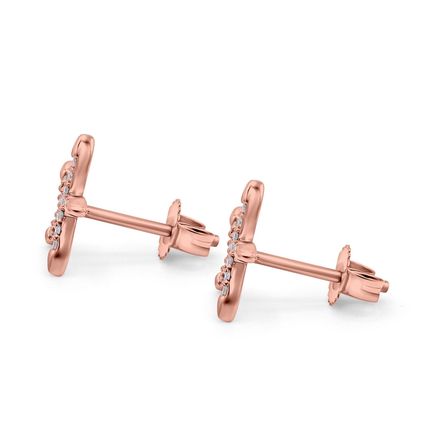 14K Rose Gold .13ct Diamond Star Earrings