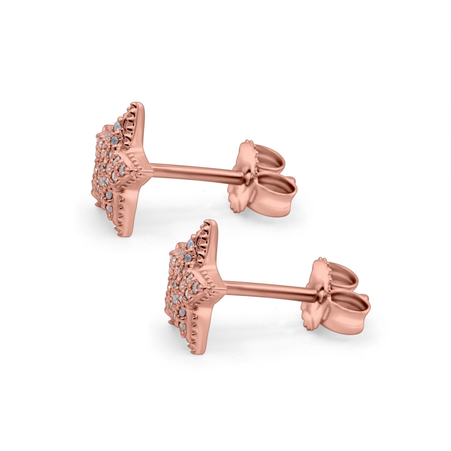 14K Rose Gold .09ct Trendy Micro Pave Star Diamond Stud Earrings