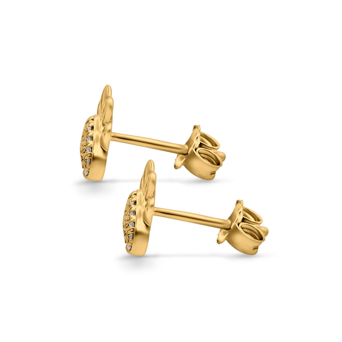 14K Yellow Gold .08ct Cute Paw Print Diamond Stud Earring