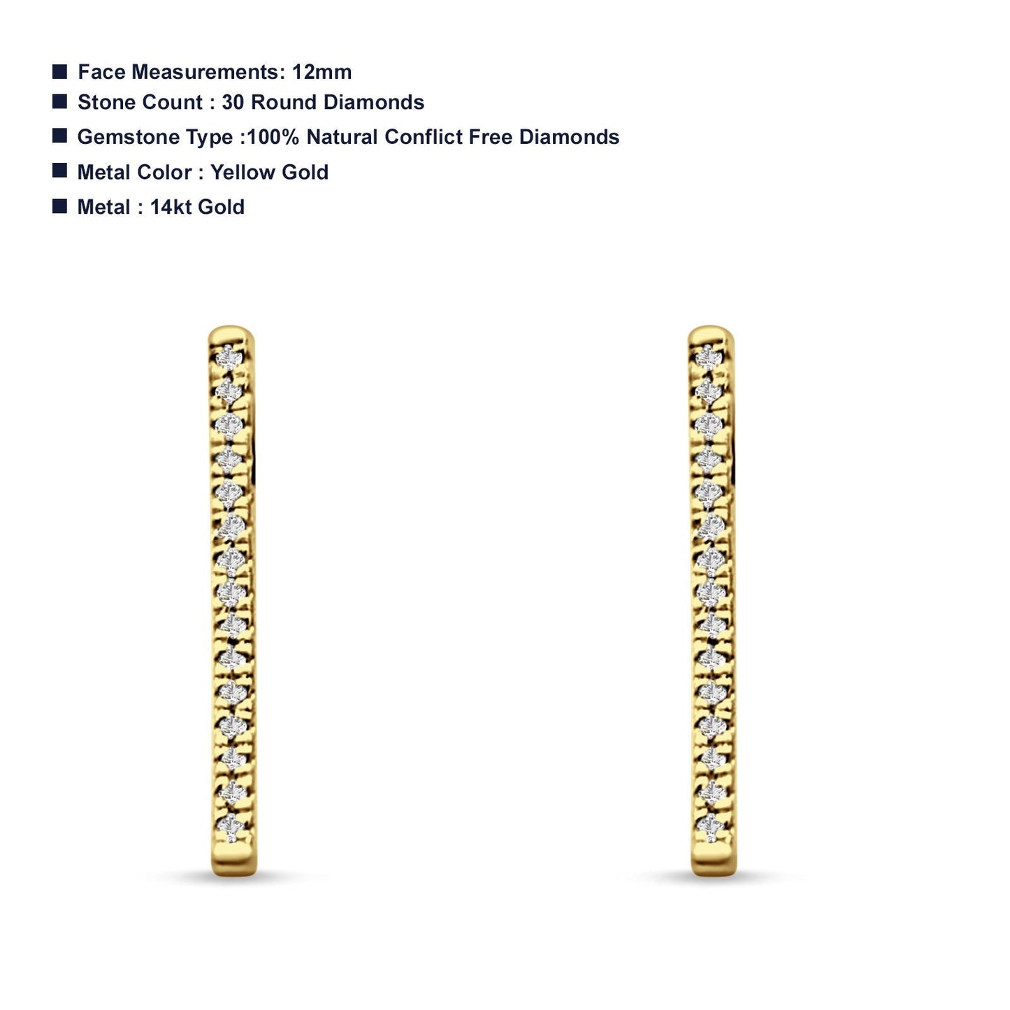 Diamond Stud Earrings Line Modern Bar 14K Yellow Gold 0.06ct Wholesale