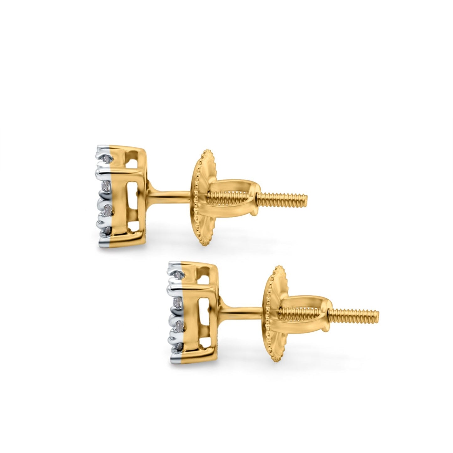 14K Yellow Gold .24ct G SI Micro Pave Diamond Stud Earrings