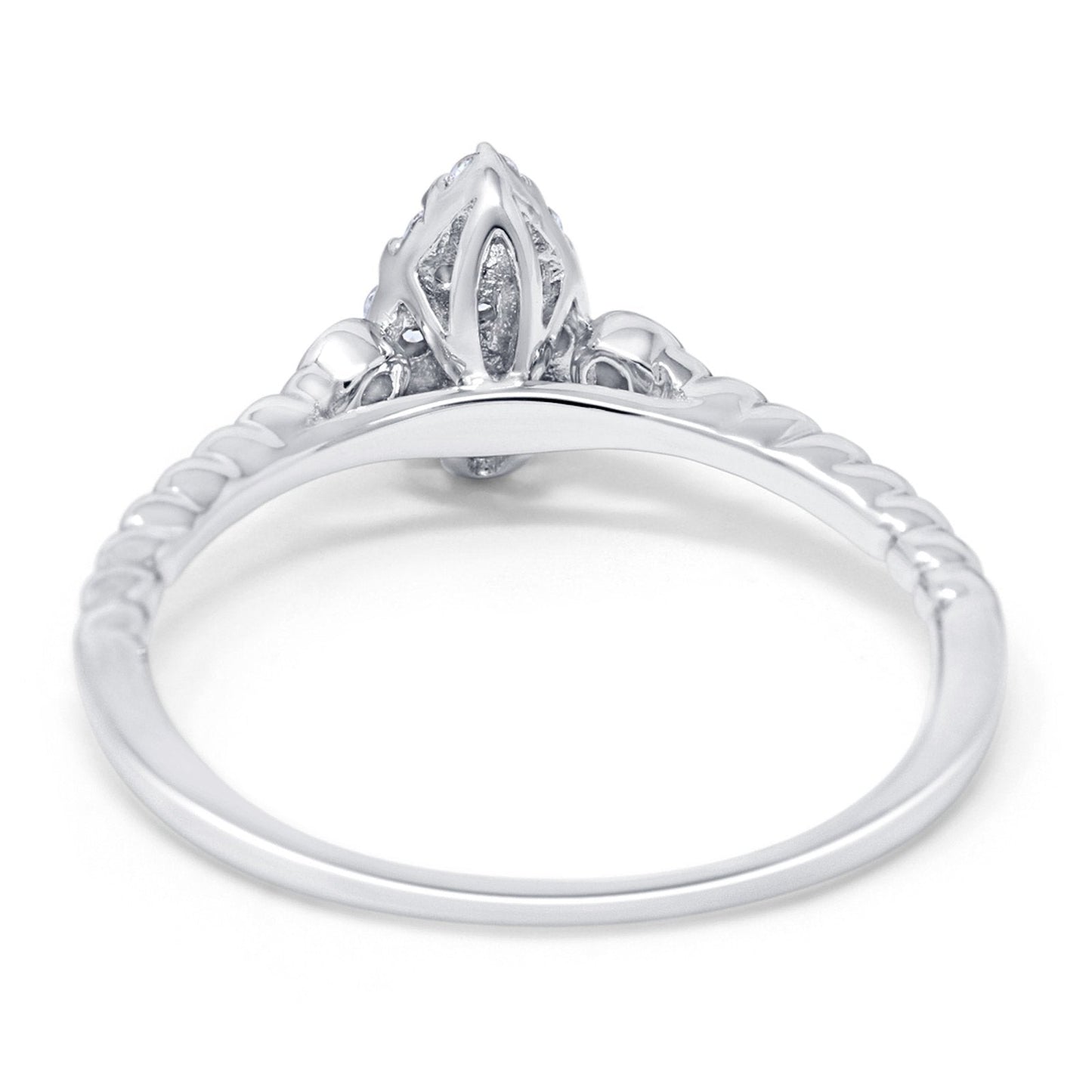 14K White Gold 0.26ct Pear 8.2mm G SI Diamond Engagement Wedding Solitaire Promise Ring Size 6.5