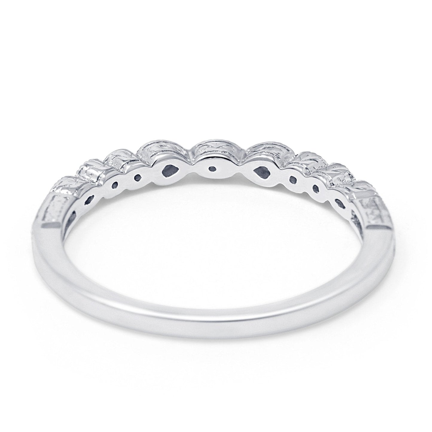 14K White Gold 0.05ct Round 2.2mm G SI Diamond Stackable Eternity Band Engagement Wedding Ring Size 6.5