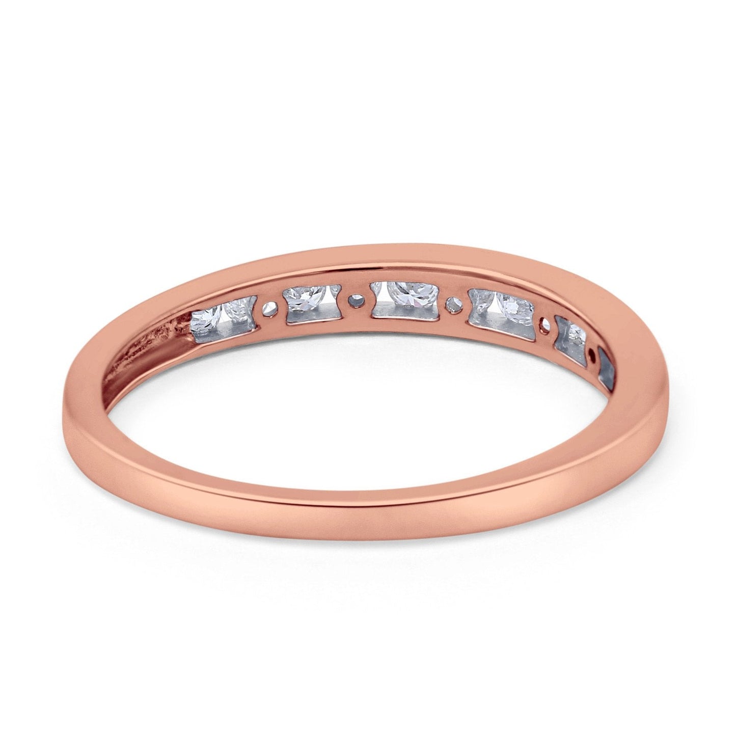 14K Rose Gold 0.24ct Round 3mm G SI Diamond Channel Set Half Eternity Engagement Wedding Ring Size 6.5