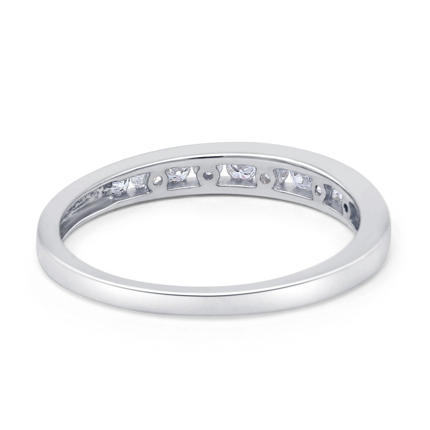 14K White Gold 0.24ct Round 3mm G SI Diamond Channel Set Half Eternity Engagement Wedding Ring Size 6.5