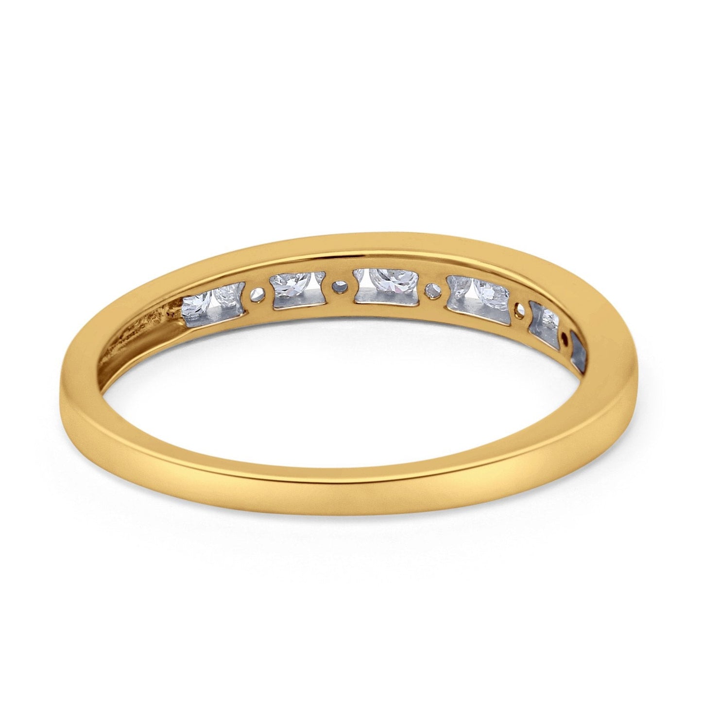 14K Yellow Gold 0.24ct Round 3mm G SI Diamond Channel Set Half Eternity Engagement Wedding Ring Size 6.5