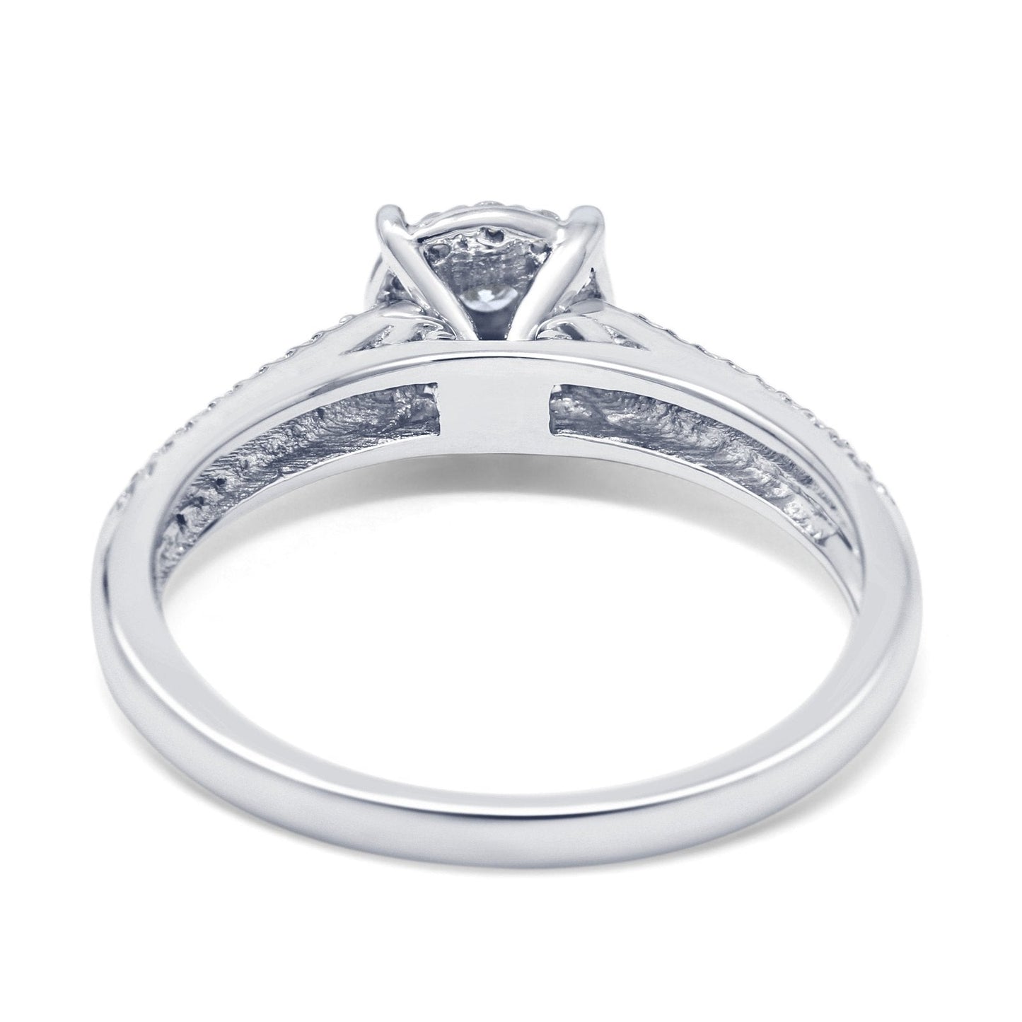 14K White Gold 0.1ct Round 6.5mm G SI Diamond Solitaire Engagement Wedding Ring Size 6.5