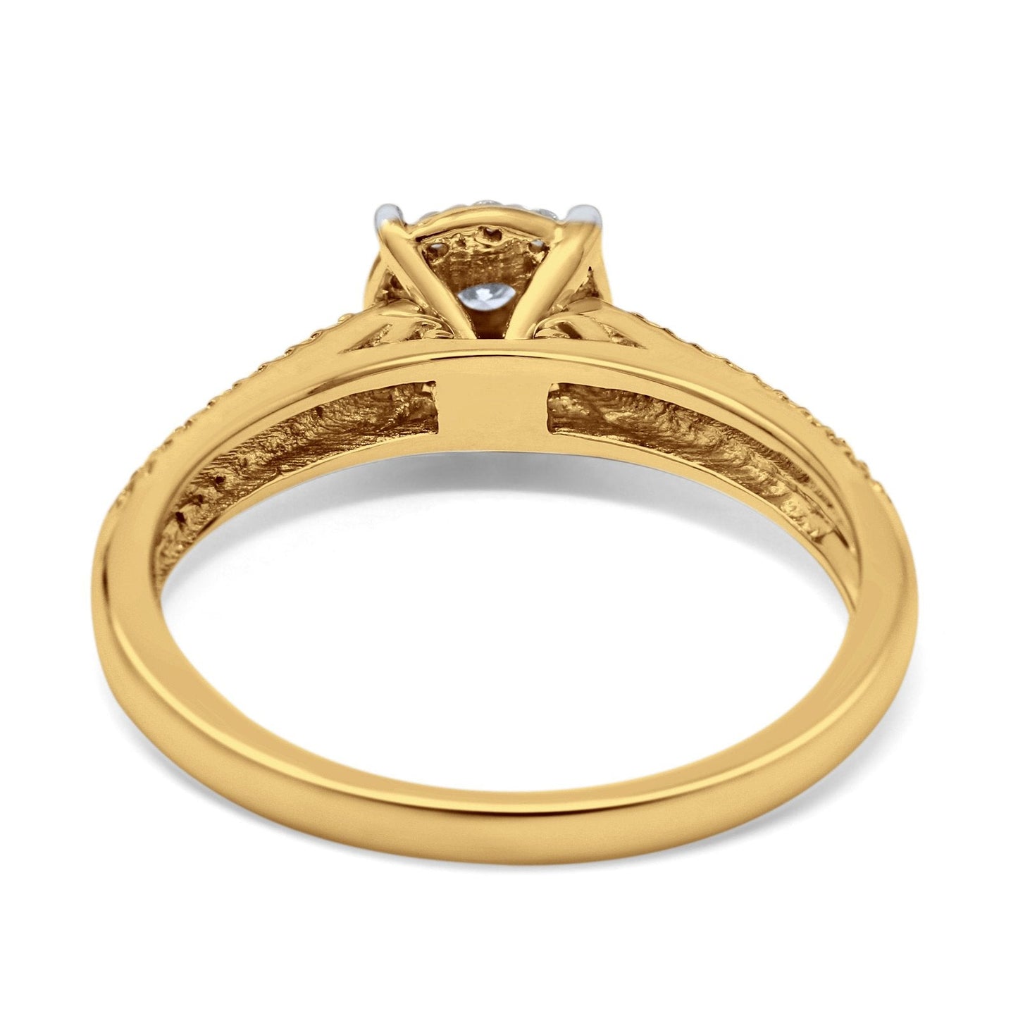 14K Yellow Gold 0.1ct Round 6.5mm G SI Diamond Solitaire Engagement Wedding Ring Size 6.5