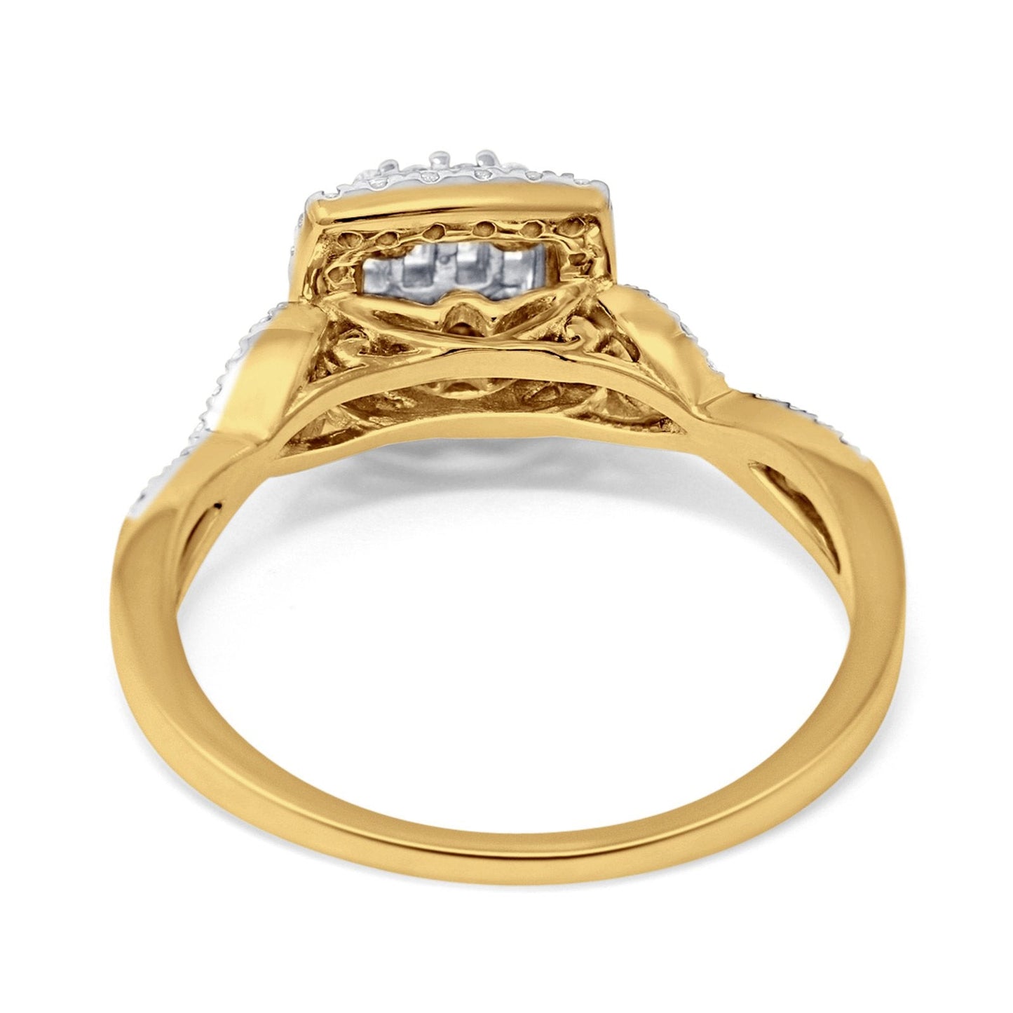 14K Yellow Gold 0.35ct Square 9mm G SI Diamond Twisted Band Engagement Wedding Ring Size 6.5