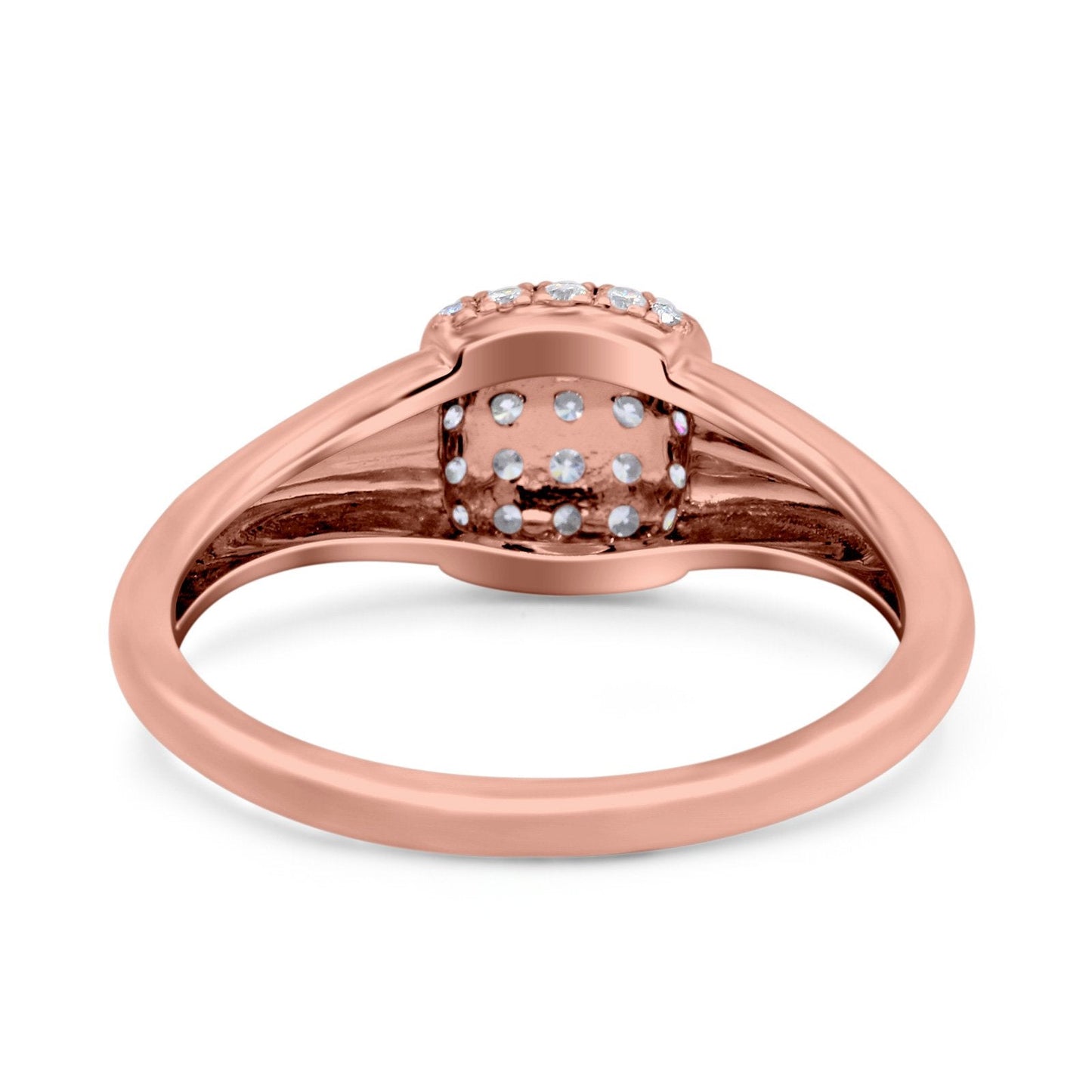 14K Rose Gold 0.32ct Square Cluster Art Deco 8mm G SI Diamond Engagement Band Wedding Ring Size 6.5