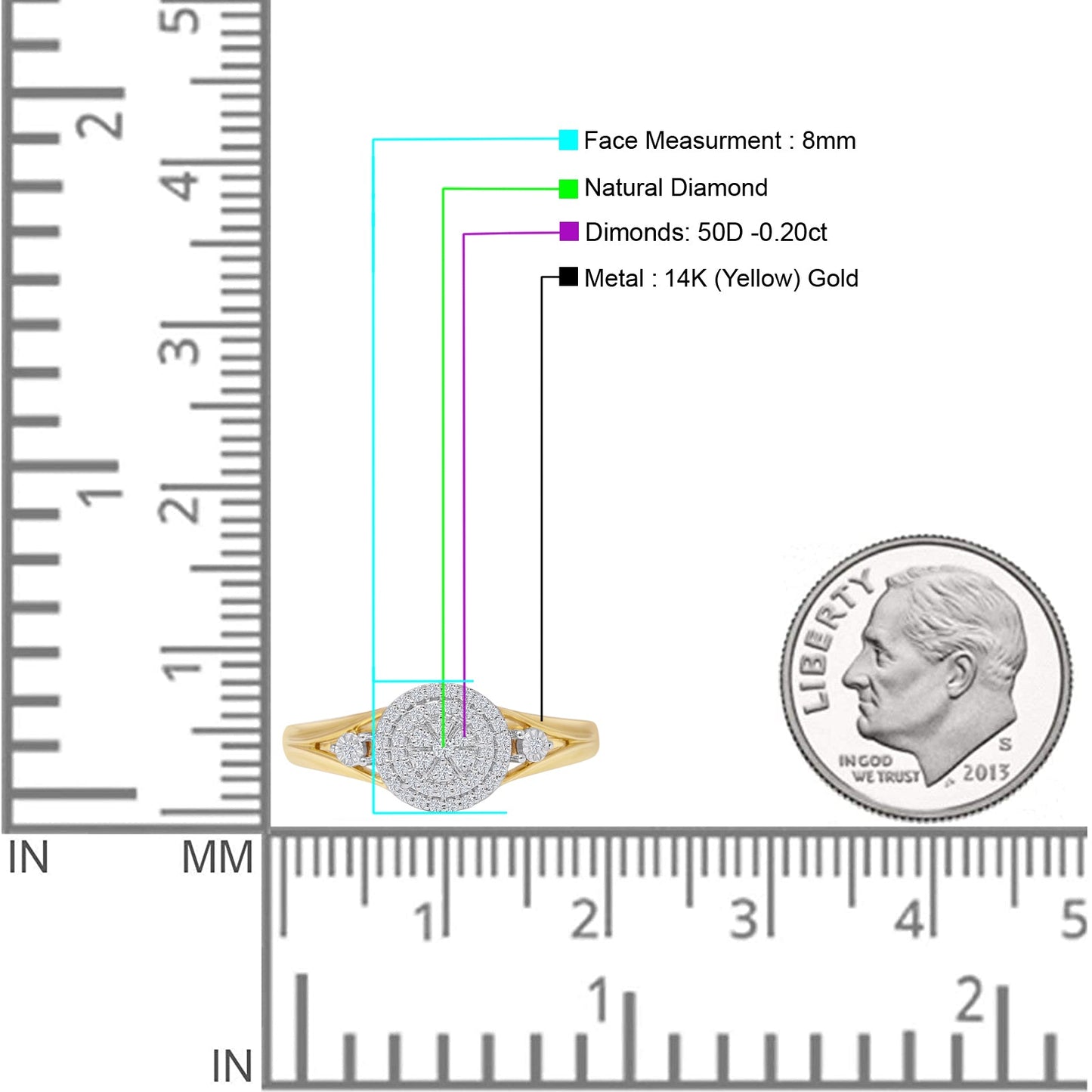 Split Shank Halo Round Natural Diamond Ring 14K Yellow Gold Wholesale