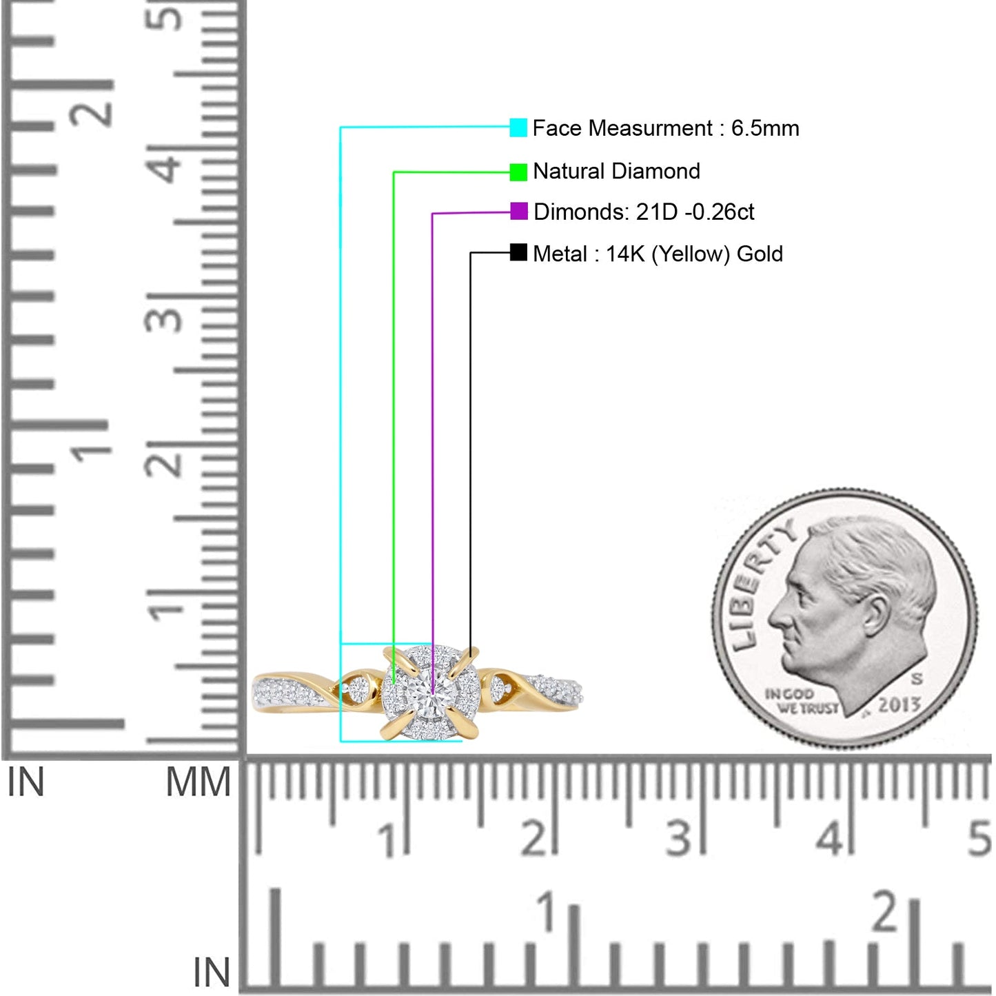 Halo Infinity Shank 0.26ct Natural Diamond Round Engagement Ring 14K Yellow Gold Wholesale