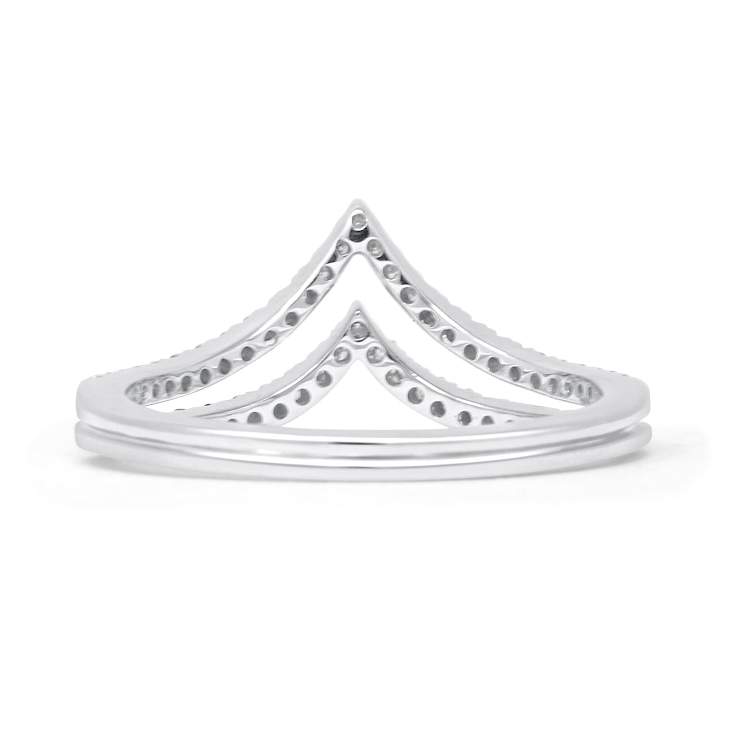 Half Eternity Double Line Chevron 0.25ct Natural Diamond Ring 14K White Gold Wholesale