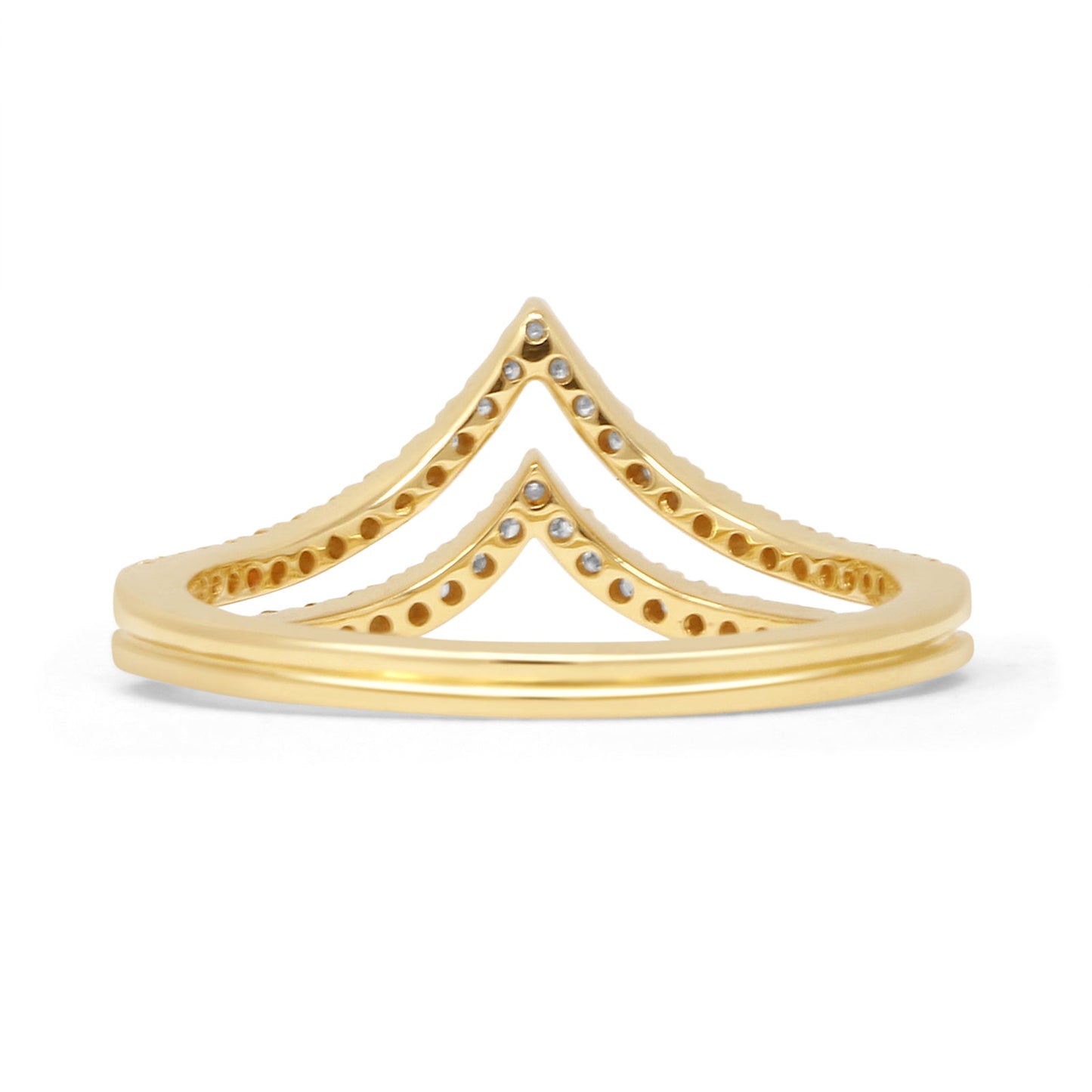 Half Eternity Double Line Chevron 0.25ct Natural Diamond Ring 14K Yellow Gold Wholesale