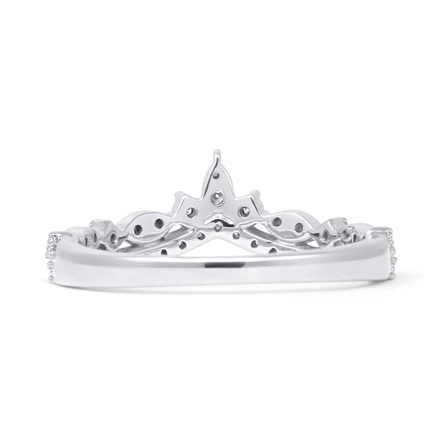 Chevron Ring 0.42ct Natural Diamond Crown Half Eternity 14K White Gold Wholesale