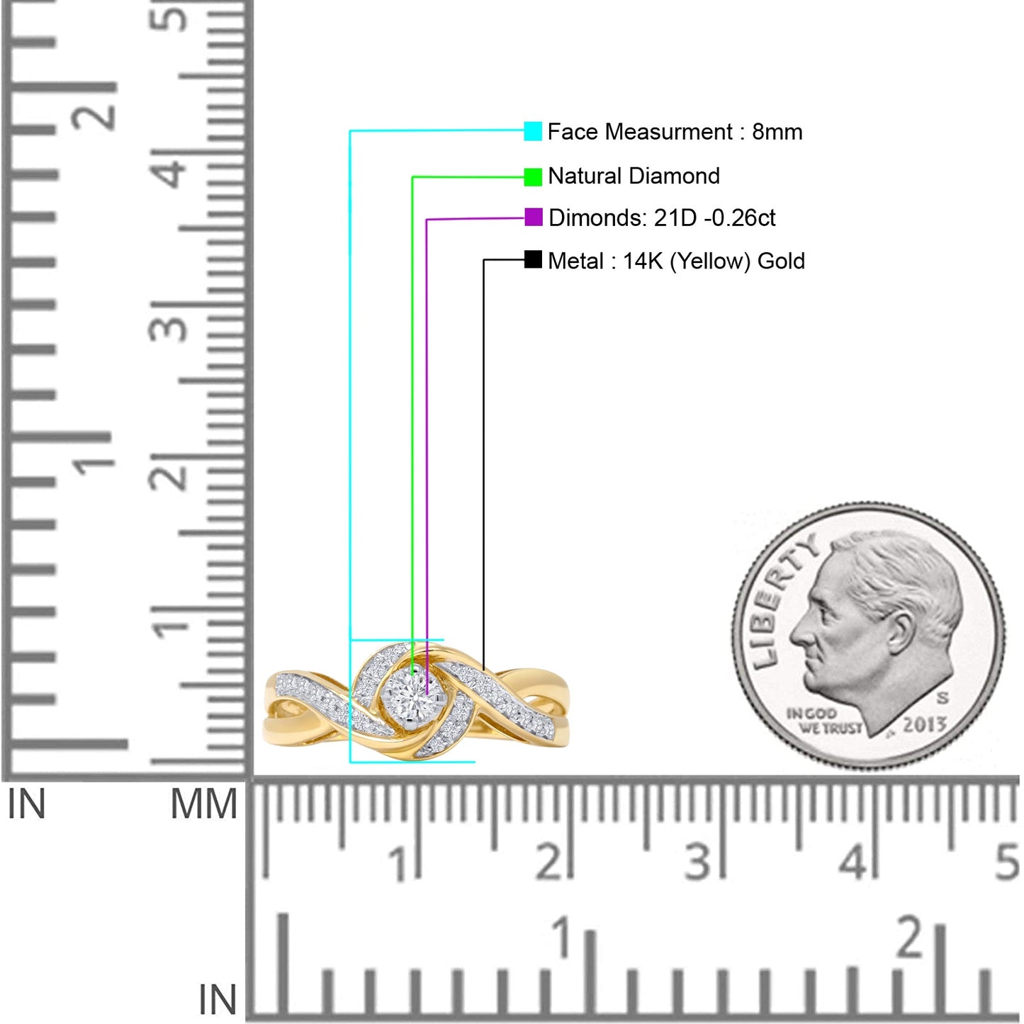 Infinity Swirl 0.26ct Natural Diamond Round Engagement Ring 14K Yellow Gold Wholesale