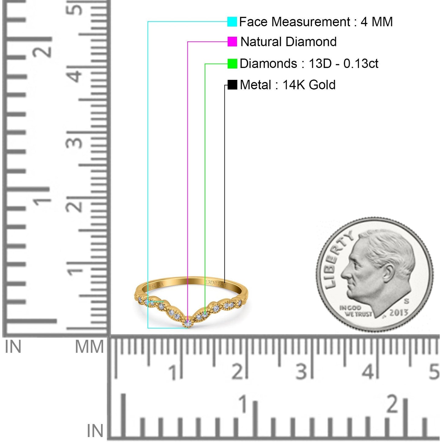 14K 0.13ct Yellow Gold Diamond Half Eternity Band