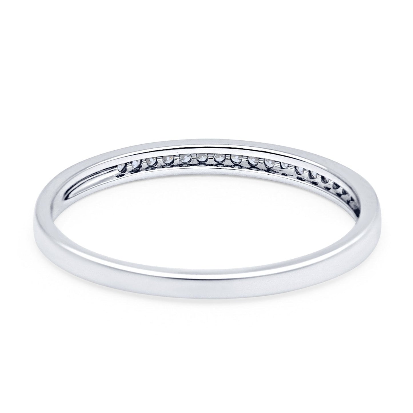 14K White Gold 0.09ct Round 2mm G SI Stackable Anniversary Diamond Engagement Half Eternity Wedding Ring Size 6.5