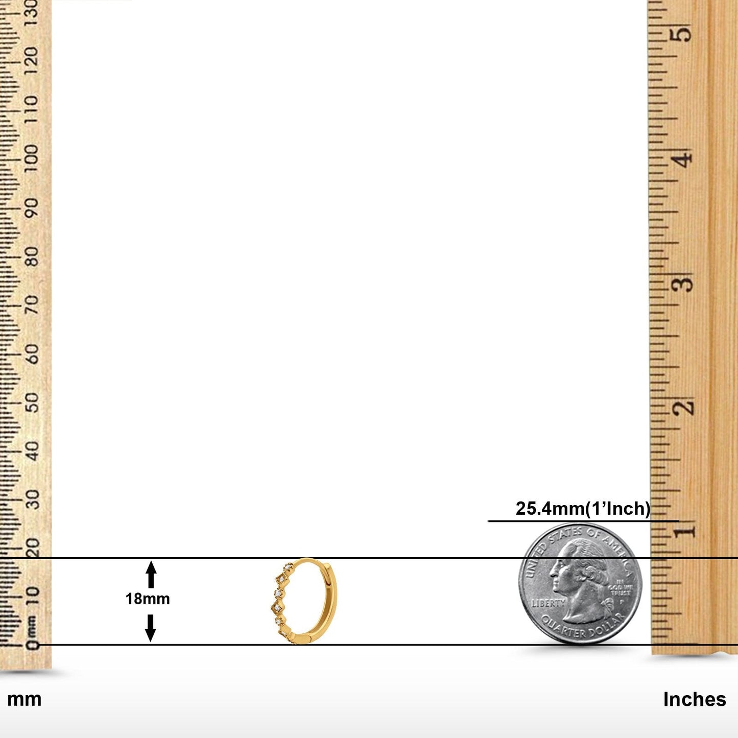 14K Yellow Gold .15ct Hoop Huggie Diamond Earrings