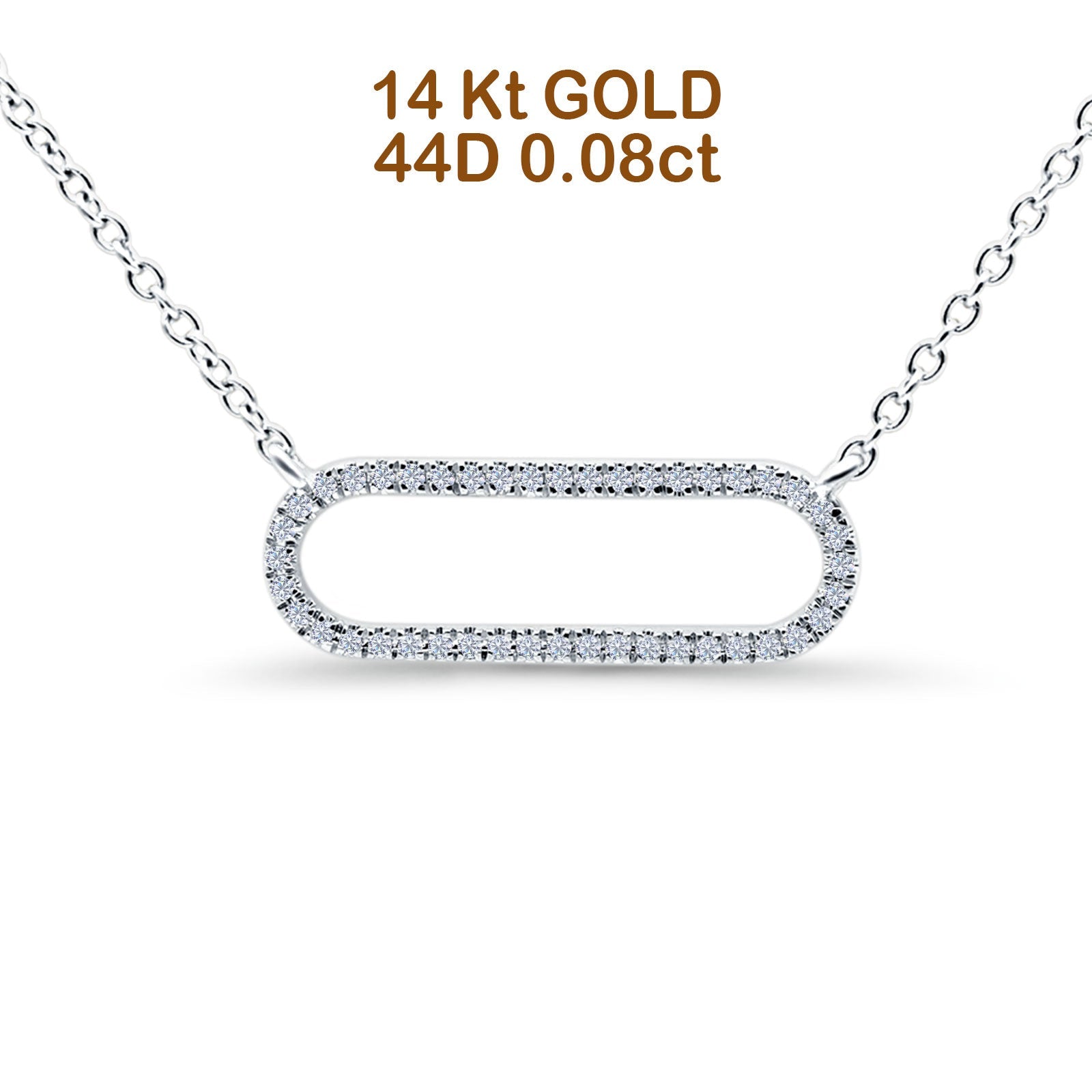 Paperclip Necklace Diamond 14k white Gold