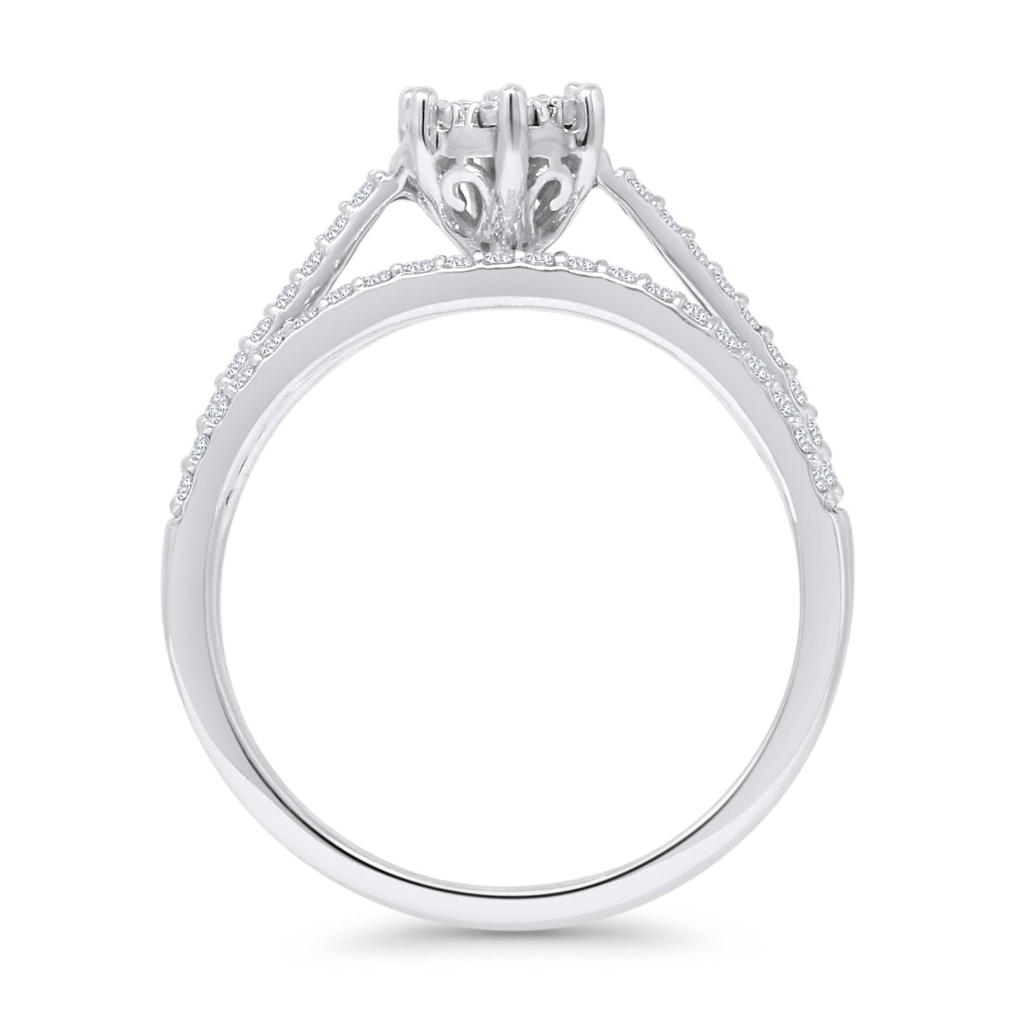 Diamond Cluster Ring 0.25ct Marquise Shaped Two Piece Natural 14K White Gold Wholesale