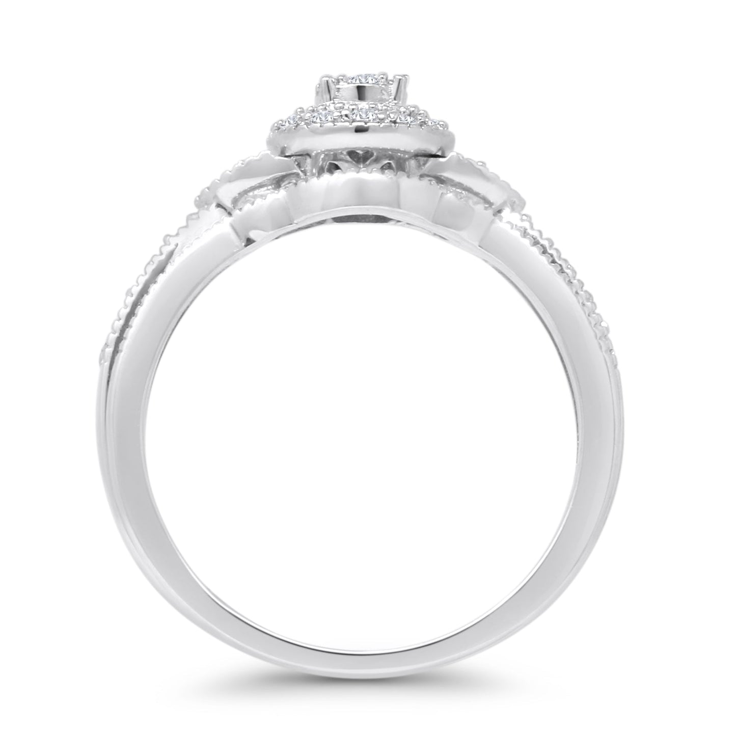 Cluster Diamond Ring 0.23ct Round Shaped Two Piece Natural 14K White Gold Wholesale