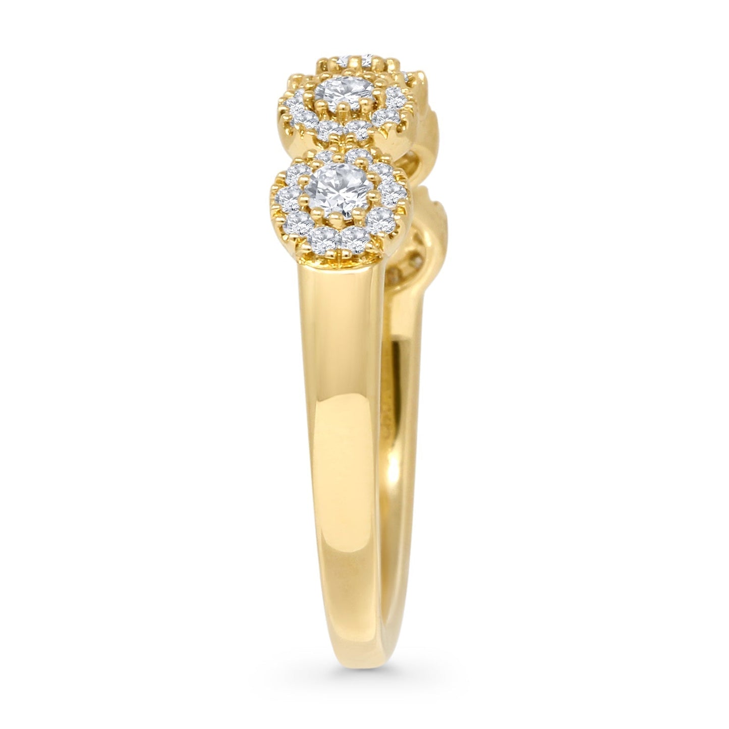 Floral 0.50ct Diamond Halo Eternity Ring Halfway Stackable 14K Yellow Gold Wholesale