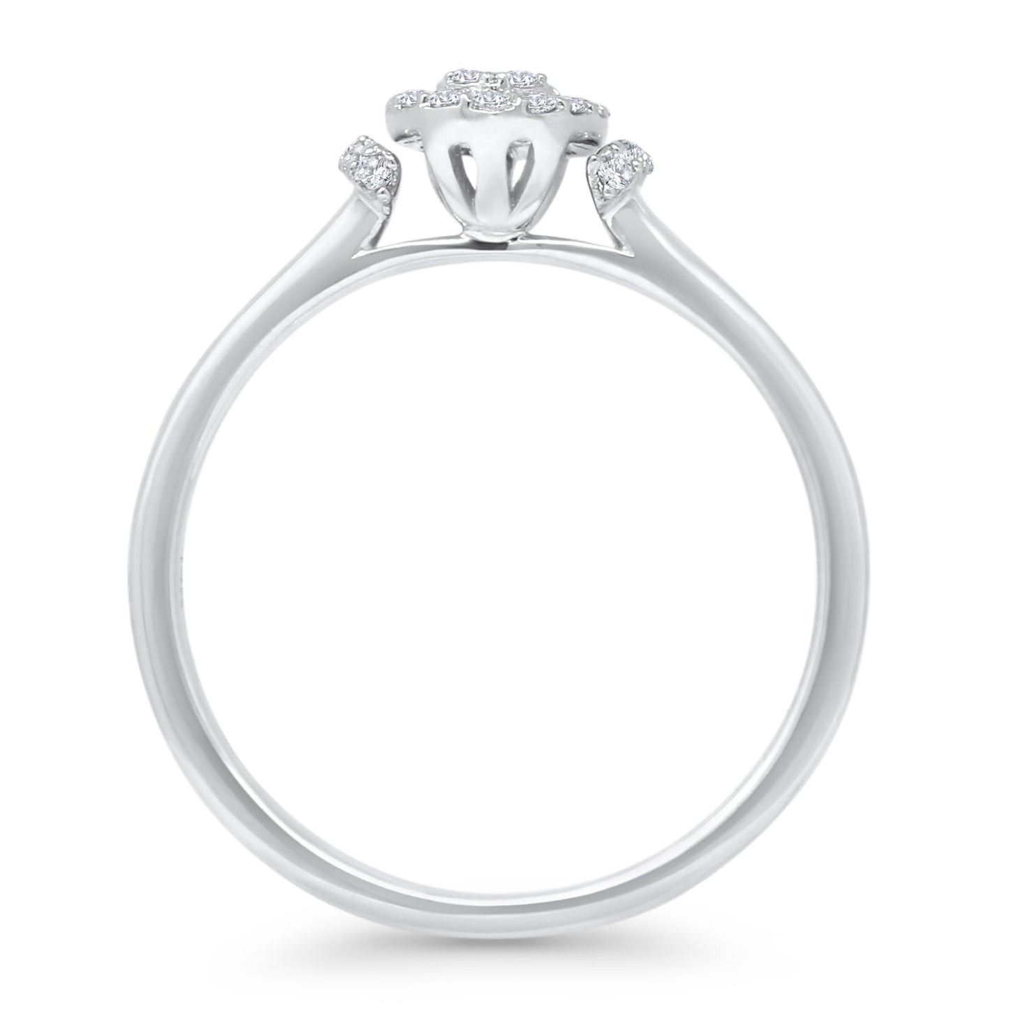 Cluster Diamond Ring 0.15ct Oval Shaped Natural 14K White Gold Wholesale