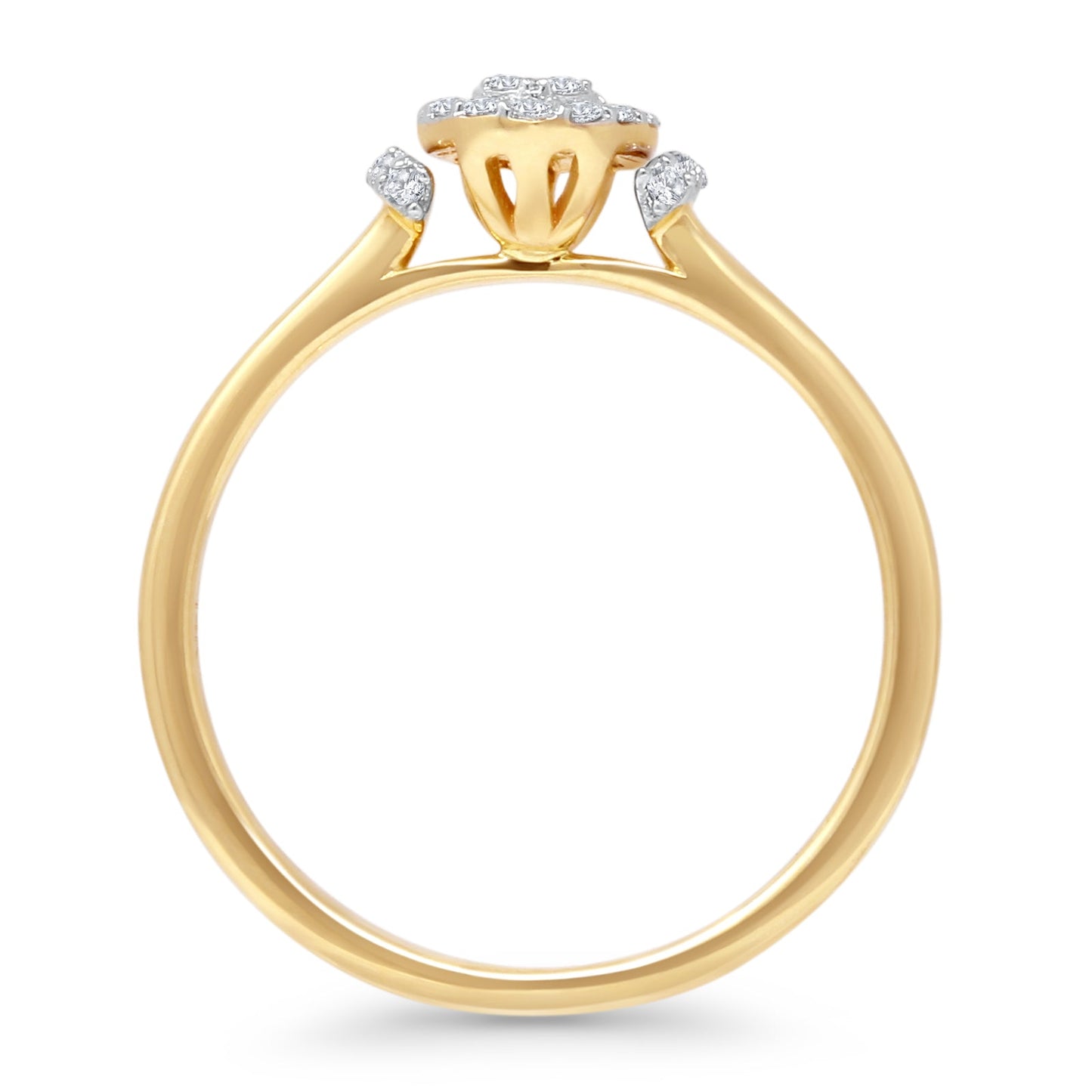 Cluster Diamond Ring 0.15ct Oval Shaped Natural 14K Yellow Gold Wholesale