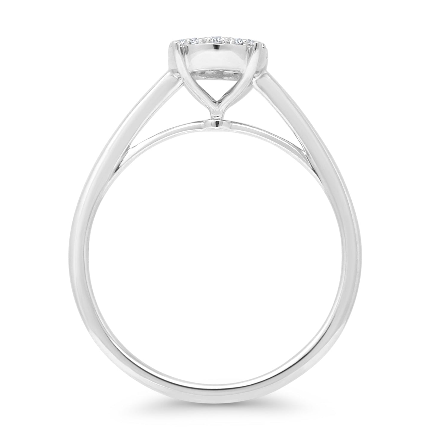 Oval Shaped Cluster 0.25ct Baguette & Round Diamond Ring 14K White Gold Wholesale