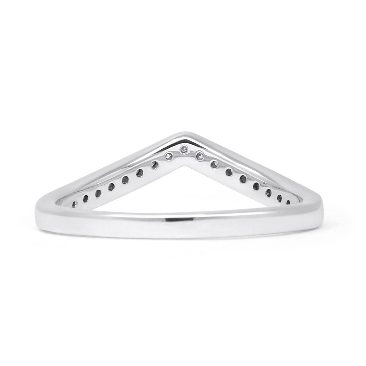 Chevron Wedding Band 0.16ct Natural Diamond 14K White Gold Wholesale