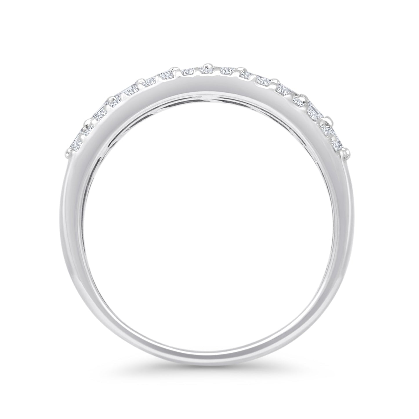 Three Row 0.38ct Diamond Half Eternity Ring 14K White Gold Wholesale