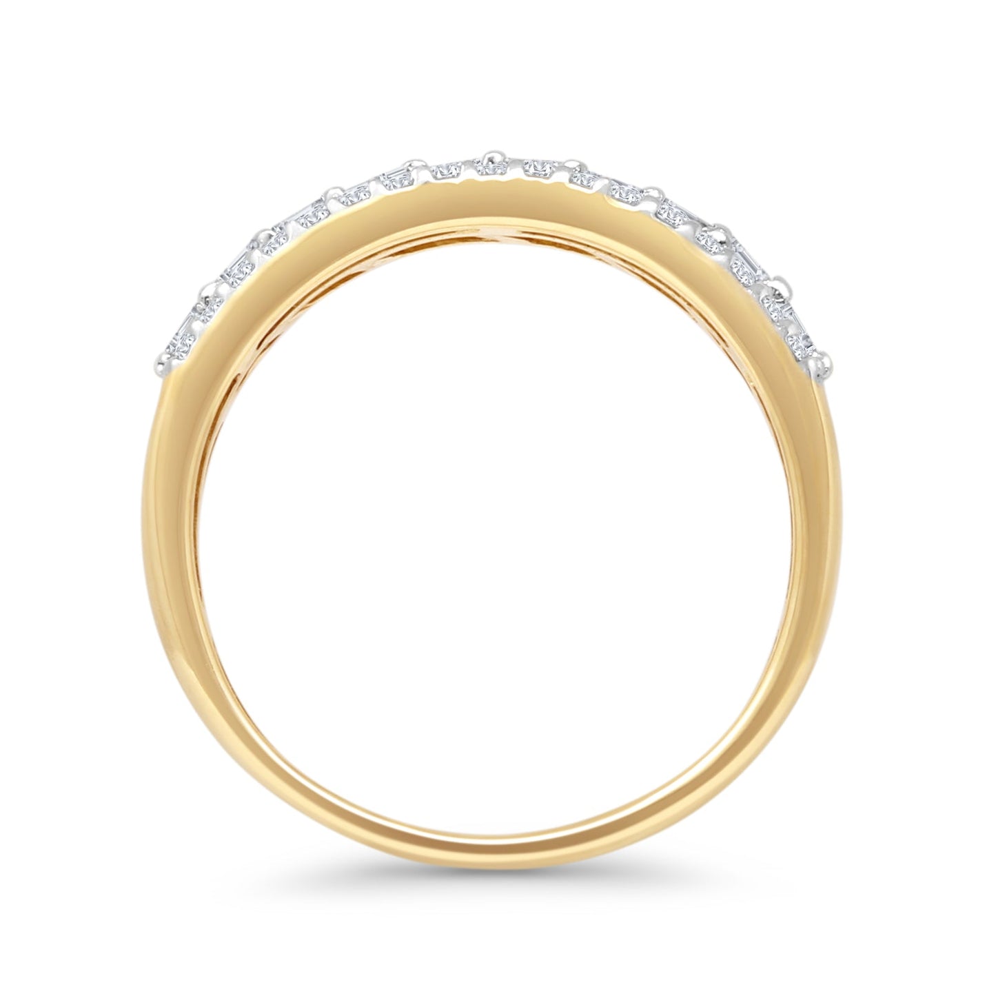 Three Row 0.38ct Diamond Half Eternity Ring 14K Yellow Gold Wholesale