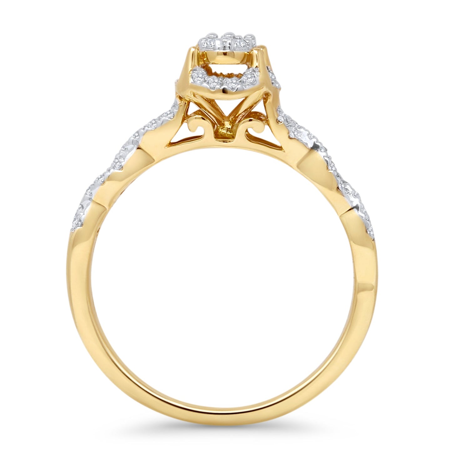 Infinity Twisted 0.35ct Diamond Oval Engagement Ring 14K Yellow Gold Wholesale