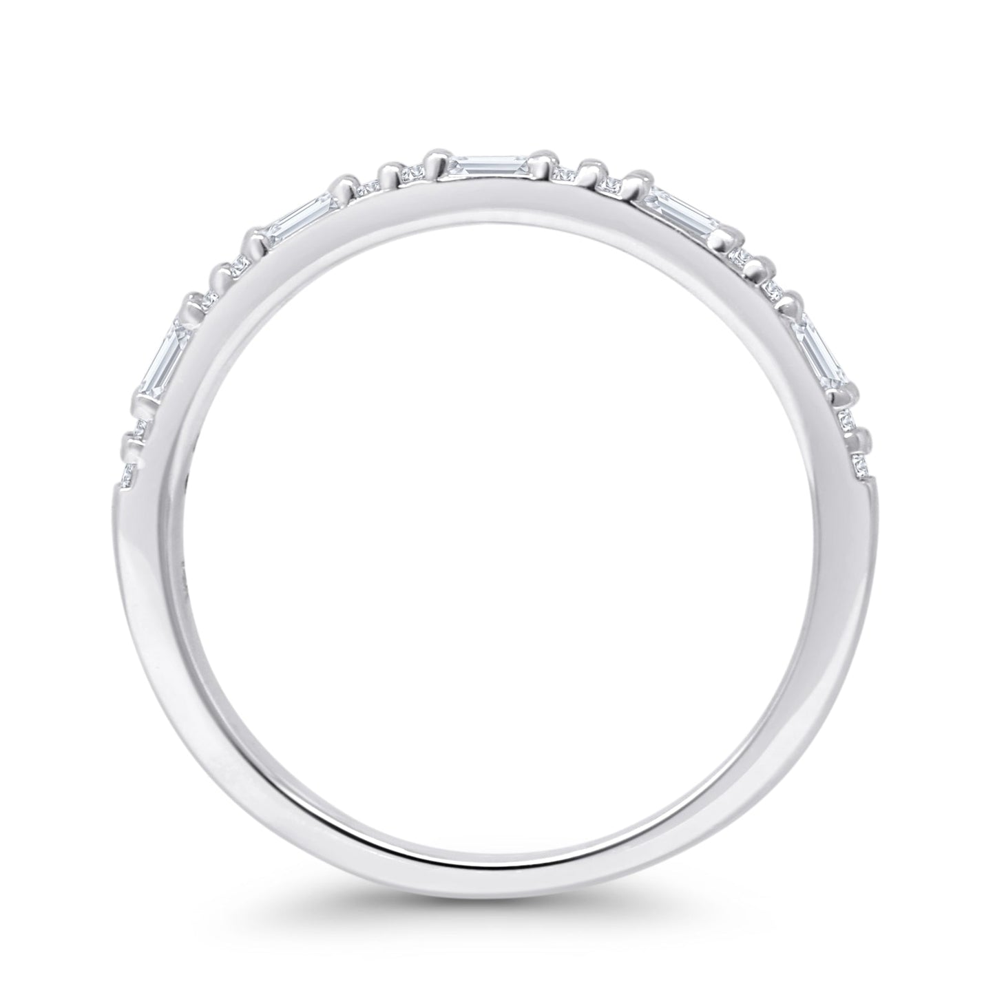 Dainty Round & Baguette 0.17ct Diamond Eternity Ring 14K White Gold Wholesale