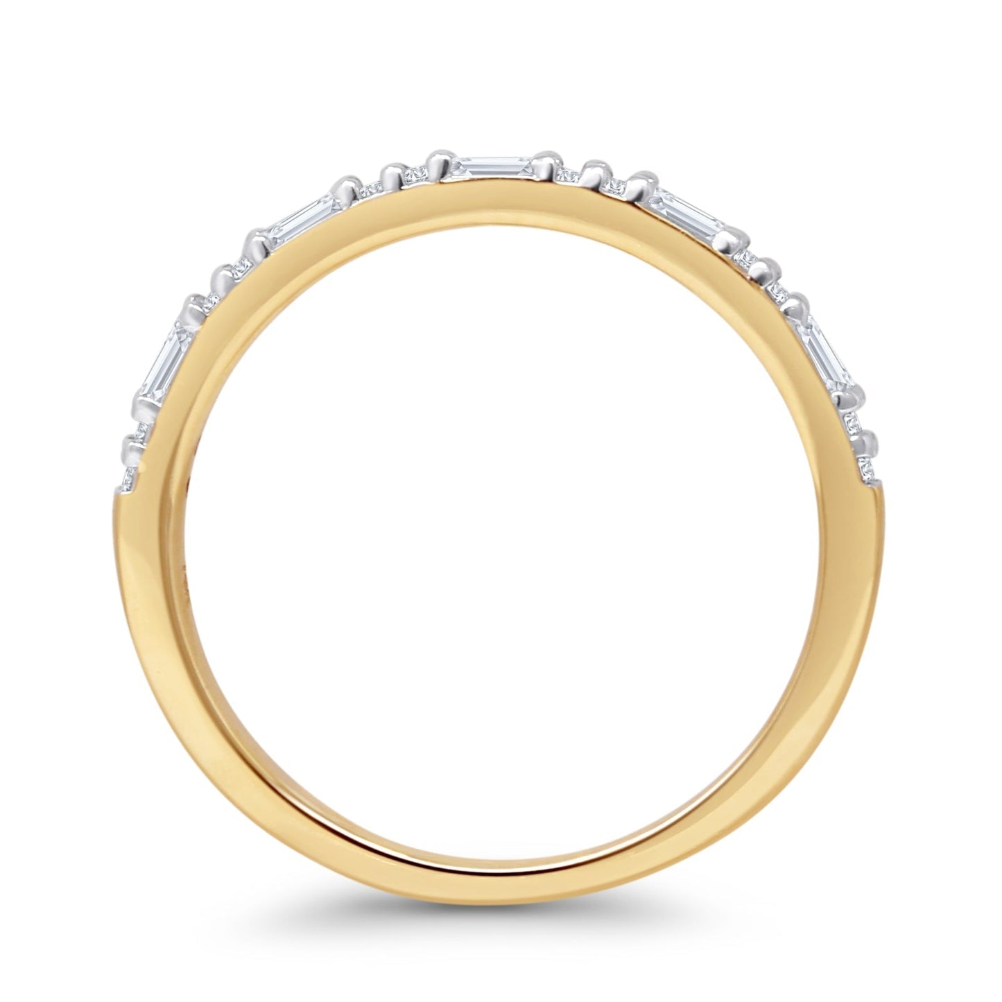 Dainty Round & Baguette 0.17ct Diamond Eternity Ring 14K Yellow Gold Wholesale