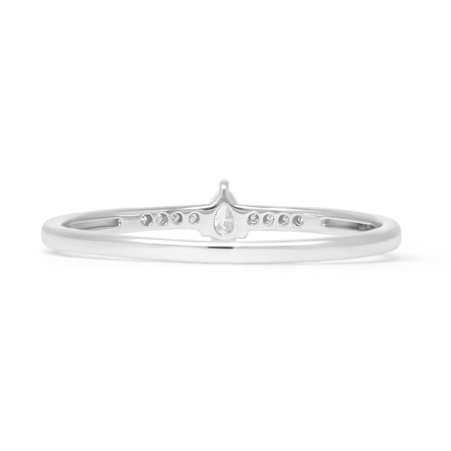 Pear Teardrop Petite Natural Diamond Ring 14K White Gold Wholesale