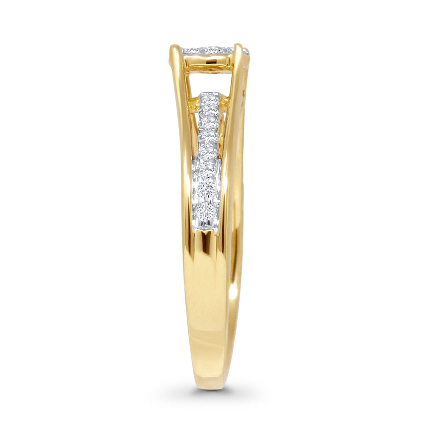 Diamond Halo Ring Solitaire Round 14K Yellow Gold 0.34ct Wholesale