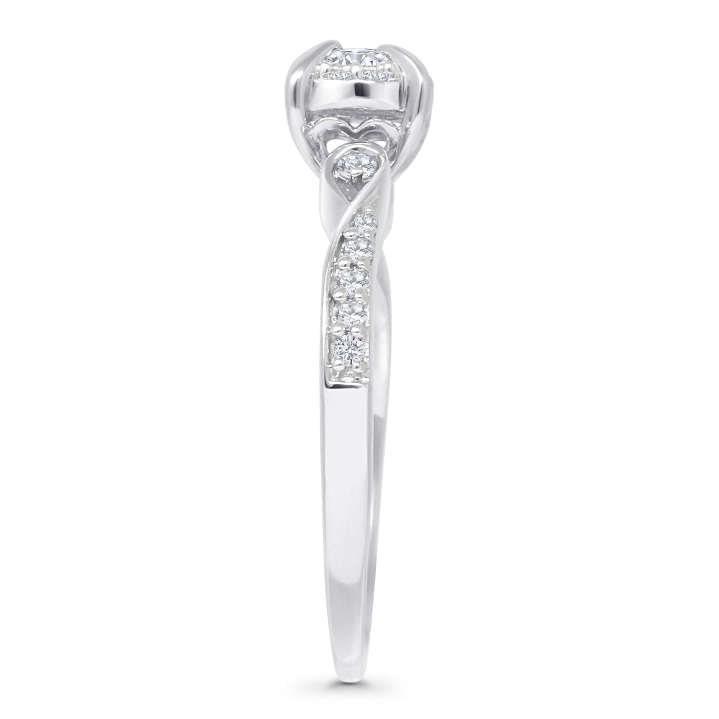 Halo Infinity Shank 0.26ct Natural Diamond Round Engagement Ring 14K White Gold Wholesale